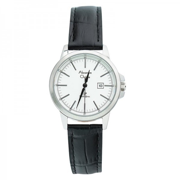 Alexandre Christie AC 1008 Silver White Leather Lady LDLSSSL Alexandre Christie AC 1008 Silver White Leather Lady LDLSSSL